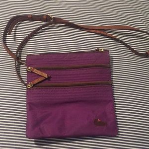 Dooney and Bourke 3-Zip Purple Nylon Crossbody